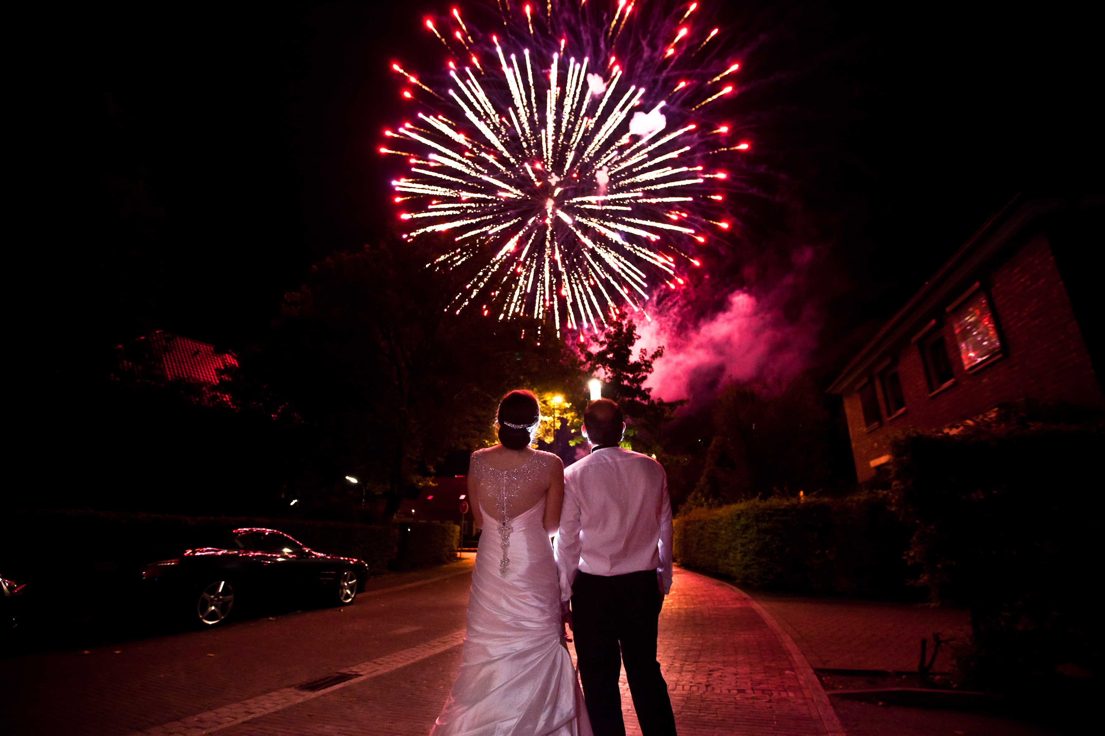 Feuerwerk auf Hochzeitsfeier 